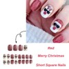 Christmas Press on Nails Short Square Fake Nails with Red
