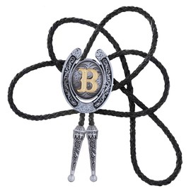 GelConnie Bolo Tie for Men Western Leather Necktie Letter Mens Bolo Ties Jewelry Native American Bolo Tie for Women Kids, Leather