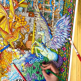 The Key - Giant Detailed Fantasy Coloring Poster - 22x32.5 Inches - Intricate Design Great for Kids, Teens, and Adults - Excellent Coloring Activity for Indoors, at School, or Coloring with Friends