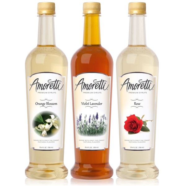 Amoretti Premium Floral Syrups 750ml 3 Pack