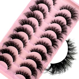 New Hot 10Pairs Fox Eye Eyelashes Cat Eye Lashes Winged End Eye Elongated Eyelashes Fluffy Soft Natural Long Faux Mink Fake Lashes (10PairsW47)