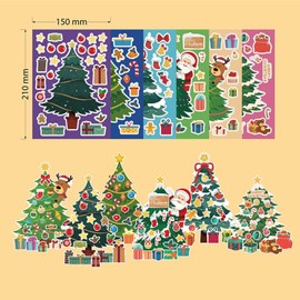 12 PCS Christmas Tree Stickers DIY Kids Stickers, Make Your Own Party Favor Bag Stickers, Suitable for Birthday Party Supplies Party Bag Fillers Boys Girls Gift Stickers