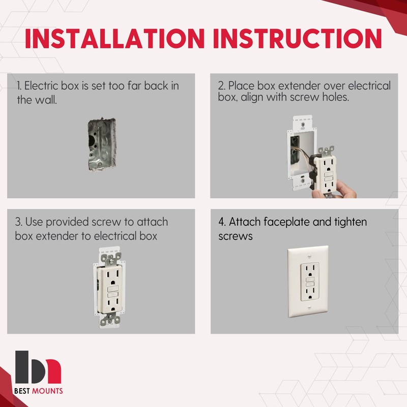 BestMounts - Electrical Power Outlet Box Extender Kit – Single
