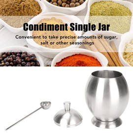 TOPINCN Condiment Container, Stainless Steel Egg Shaped Oval Condiment Jar With Spoon, Sugar Container For Kitchen Resturant