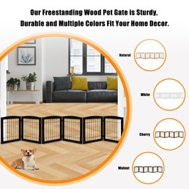 LZRS Dog Gate Indoor Wood Freestanding - Pet Gate Foldable Wooden Dog gate for doorways, Stairs and hallways, Black,24" Height-6 Panels