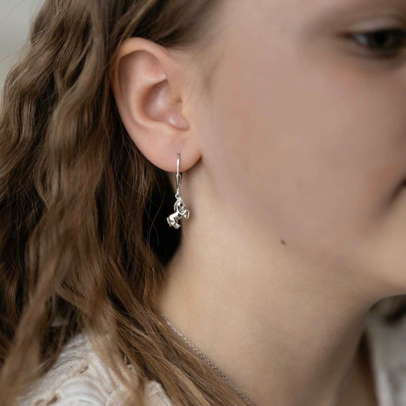 MATERIA by Matthias Wagner Girls' Earrings Silver 925 with Horse