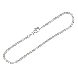 NKlaus 12555 Men's Bracelet 925 Sterling Silver 19 cm S Curb Chain Diamond-Coated, Sterling Silver
