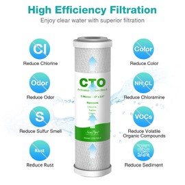 SimPure 5 Micron 10" x 2.5" Whole House Carbon Sediment Water Filter Cartridge Replacement for Home Under-Sink & Countertop Filtration System