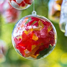 Yolli x5 Baubles Christmas Decorations 120mm Fillable Empty Clear Plastic