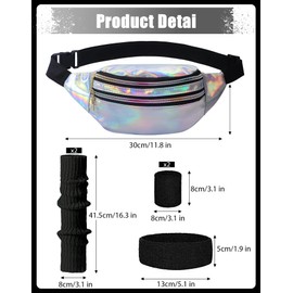 Clundoo Clundoo 80er Jahre Outfit Damen Bauchtasche Neon 90er 80er Jahre Outfit Damen Set mit Bauchtasche Damen, Stirnband, Beinwärmer, Handschuhe für 80er 90er Kostüm Party Fasching Karneval (Schwarz)