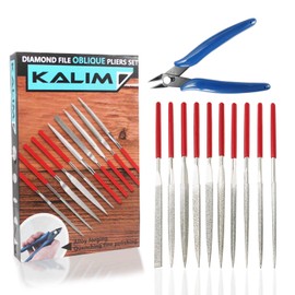 Diamond Needle File Set, 10PCS Diamond Files with 1 Wire Cutter and 1 Carrying Case, File Tools for Woodworking, Metalworking, Jewelry, Model, Hobby, etc.