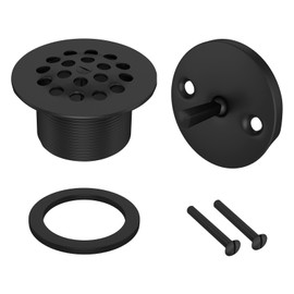 Trip Lever Tub Trim Kit Set with Two Hole Trip Lever Overflow Face Plate, Grid Tub Drain Kit, Bathtub Drain Assembly Stopper Kit, Overflow and Matching Screws(Matt Black)