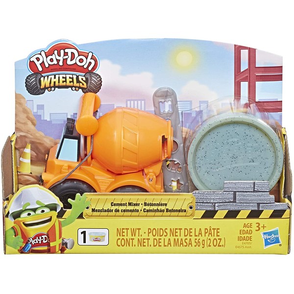 Play-Doh Wheels Mini Cement Truck Toy with 1 Can of Non-Toxic Cement Colored Buildin' Compound