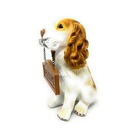 Nature's Mark Cocker Spaniel Dog Puppy Statue with Reversible Welcome Sign and Go Away Sign Resin Garden Decor 12" H