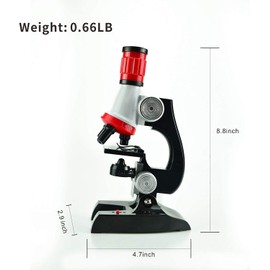 Science Kits for Kids Beginner Microscope with LED 100X 400X and 1200X-Include Sample Prepared Slides 12pc- Educational Toy for School Usage, Early Education for Kid Home Usage Birthday