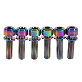 Bolts Screw With Washers Set For MTB Bike Bicycle Stem Bolts Screw Titanium Alloy M5 x 18mm Tapered Washer Head Bike Stems & Parts 6pcs (rainbow)