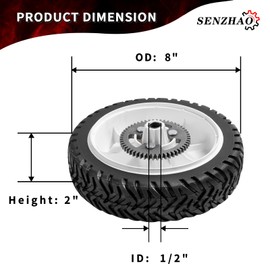 SENZHAO 105-3036 Rear Drive Wheel Assembly 105-3024 105-3025 for Toro 22" Recycler Lawn Mower Gear Rear Wheel 20041 20066 20017 20068 20073 Recycler Self-Propelled Push Mower 8" Wheel, 2 Pack