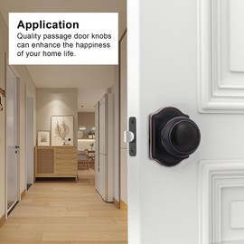 goldenwarm 6 Pack Bronze Passage Door Knobs, Classic-Style Closet Door Knobs Set, Closet & Hallway Oil Rubbed Bronze Door Knobs Interior