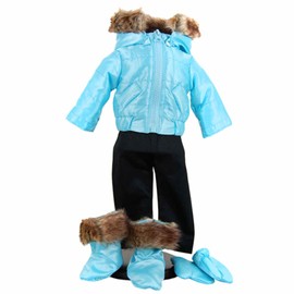 THE QUEEN'S TREASURES 15 Inch Doll Clothes Designed for Use with Bitty Baby Dolls, Blue Snow Suit Jacket, Pants, Mittens, and Boots, Compatible with American Girl's Bitty Baby Twins
