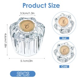 2 Pcs Bathroom Sink Faucet Knobs Replacement, Gold Hot and Cold Faucet Handles with Screws, Inner Hole Diameter 8mm, Compatible with Delta/LDR/Delex/Peerless MP54260 Bathroom Faucets