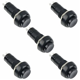 Black On-(Off) Momentary Round Push Button Switch 12mm SPST Hobby DIY Auto Electronics (Pack of 5)