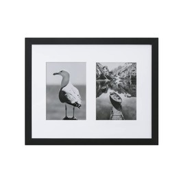 UMICAL Picture Frame Photo Collage Frame Black Wooden Wall Frame (11x14 with Two 5x7 Openings)
