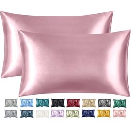 Imperial Rooms Satin Pillowcase 2 Pack – Satin Silk Pillowcases for Hair and Skin, Gifts for Women – Pink Pillow cases with Envelope Closure (50x75 cm)