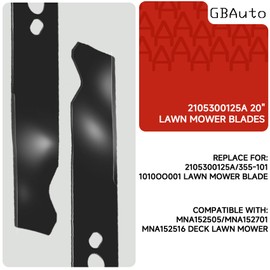 2105300125A Lawnmower Blade Replacement Blade with Oval Compatible with Hyper Tough Push Mower Parts for MNA152505, 152701, 152516 - 20" Lawn Mower 101000001 Blade, Replace Parts 212-9903, 355-101