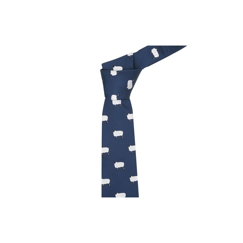 King & Priory Navy Blue Embroidered Sheep Tie