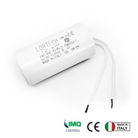 Capacitor with Wire 12 µF - Ø36 x 69 mm - Flat Base - Made in Italy