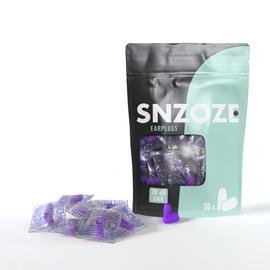 SNZOZE 30 Pairs Ultra Soft Foam Ear Plugs, Perfect for Sleeping, 38dB SNR, Individually Wrapped, One Size (Purple)