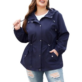 Raincoat For Women Lightweight Rain Coat Womens Rain Jackets Waterproof With Hood Travel Jacket Navy Blue 2XL