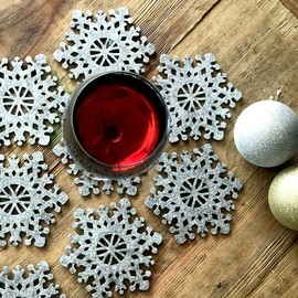 PREZENT MEXICO | Set de Portavasos copo navideño, 12 piezas, adorno navideño color gris.