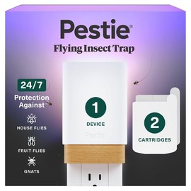 Pestie Fruit Fly Traps for Indoors – Indoor Fly Trap Plug in Light, Gnat Traps for House Indoor, Electric Bug Trap for Kitchen & Home, Plug-in Insect Trap for Fruit Flies (1 Device & 2 Cartridges)