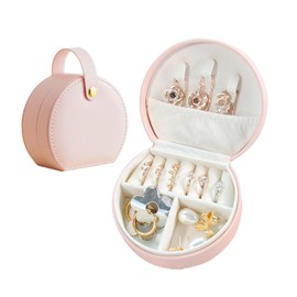 Lsydgn 2 Pieces Travel Jewellery Box, Small Travel Jewellery Box, PU Leather Jewellery Box, Girls, Jewellery Box Small for Rings, Earrings, Bracelets, Necklaces, Girls, Women (Pink)