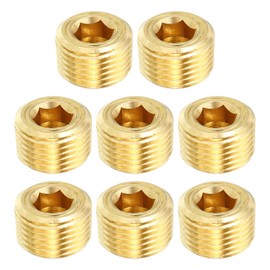 PATIKIL 1/2" NPT Brass Hex Countersunk Plugs, 4 Pack Counter Sunk Internal Hex Thread Socket Pipe Plugs Male Fittings for Water Oil Gas Pipeline