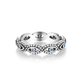 NARMO Evil Eye Rings for Women 925 Sterling Silver Ring Stackable Finger Ring Turkish Blue Eye Lucky Jewelry Gifts (6)