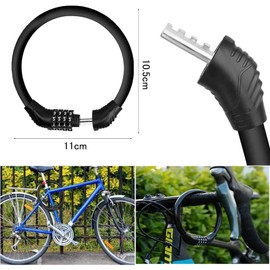 Samcos Bicycle Lock, Bicycle Cable Lock, Dial Lock, Wire Lock, 4 Digit Type, Bicycle Lock, Theft Prevention, 0.5 inch (12 mm) Thickness, High Cut Resistance, Anti-Theft (Black)