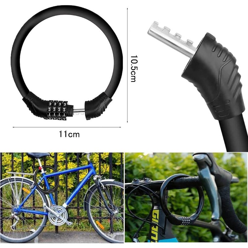 Samcos Bicycle Lock, Bicycle Cable Lock, Dial Lock, Wire Lock,