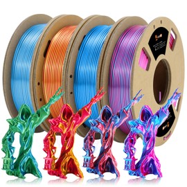 LOVOON 3D PLA Filament 1.75mm Bundle, Dual Colors 3D Printer Filament Bundle (Blue-Rose Red Gold-Red Blue-Red Green-Blue), Silk PLA Filament for 3D Pen Dimensional Accuracy +/-0.02mm, 200g x 4 Spools