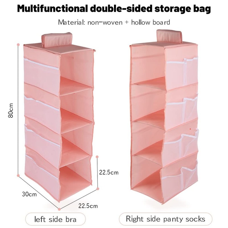 XiXiRan Hanging Shelf Wardrobe, 4 Compartments Hanging Organiser Cabinet with