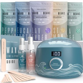 Tress Wellness Waxing Kit for Sensitive Skin – Safe for Face & Skin, Prep & Aftercare Spray, Easy to Use – At-Home Kit for Face, Bikini, Brazilian & Full Body - Digital Display, Dusty Peach