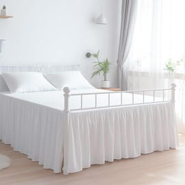 Premium Microfiber Queen Ruffled Bed Skirt, 12” Drop with Split Corners, Soft Wrinkle Free Bedskirt with Platform, Solid White Dust Ruffle for 60" x 80" Mattress