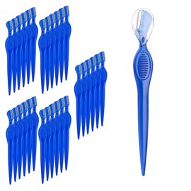 30 pc Eyebrow Razor Precision Shaver Facial Exfoliating Dermaplaning Tool Peach Fuzz Face Brow Touch-Up Shaper Lip Bikini Area Razor Trimmer Washable Reusable Women Men - Blue