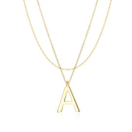 Aprilery Gold Layered Initial Necklaces for Women Trendy, Dainty 14K Gold Plated Letter Pendant Necklace Initial Choker Chain Necklace Jewelry for Her (A)