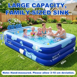 COBOPANDA 118" Extra Large Inflatable Pool, 0.35mm Double Thickened Blow Up Pool for Adults & Kids, Full-Sized Family Swimming Kiddie Pool for Backyard