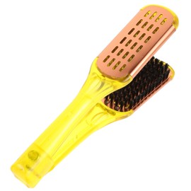 OATIPHO Aluminum Alloy Colorful Hair Straightening Comb Foldable Dual-Sided Brush for Styling V-Shaped Pig Bristle Tool for Women Professional Hair Salon Use Yellow