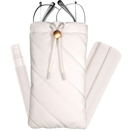 Eyeglass Case Eye Glasses Case Soft for Women Men Travel Large Oversized Frame Sunglasses Case Pouch Bag Eyeglass Holder White