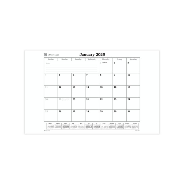 2026 Dacasso Monthly Calendar Refill, 24.5 x 16, White (S2001