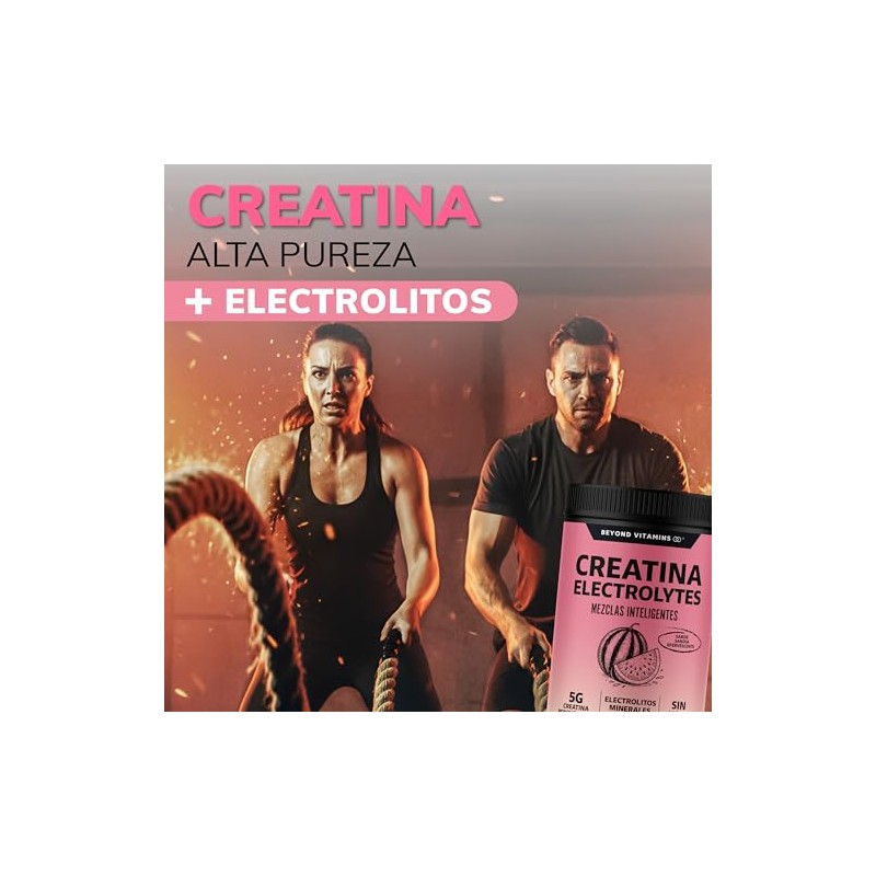 BEYOND VITAMINS Creatina Monohidratada con Electrolitos y Ciclodextrina para Mejor